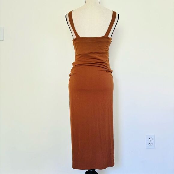 Good American 90s Tank Dress – Rust Brown Smooth Bodycon Midi, Size L - Picture 6 of 8